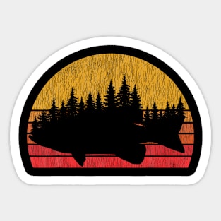 Bass Fishing Forest Retro Largemouth Fisherman Sticker